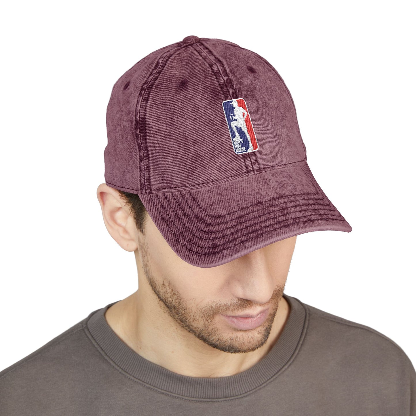 Vintage Embroidered Sports Cap – Distressed Retro Logo Dad Hat