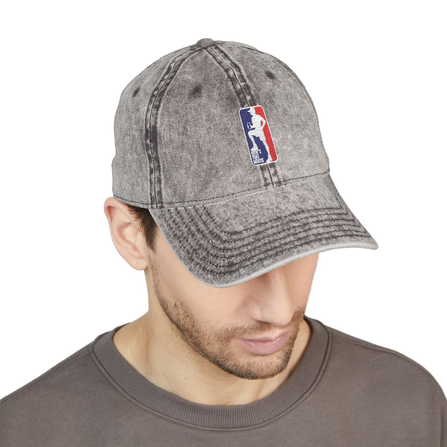Vintage Embroidered Sports Cap – Distressed Retro Logo Dad Hat